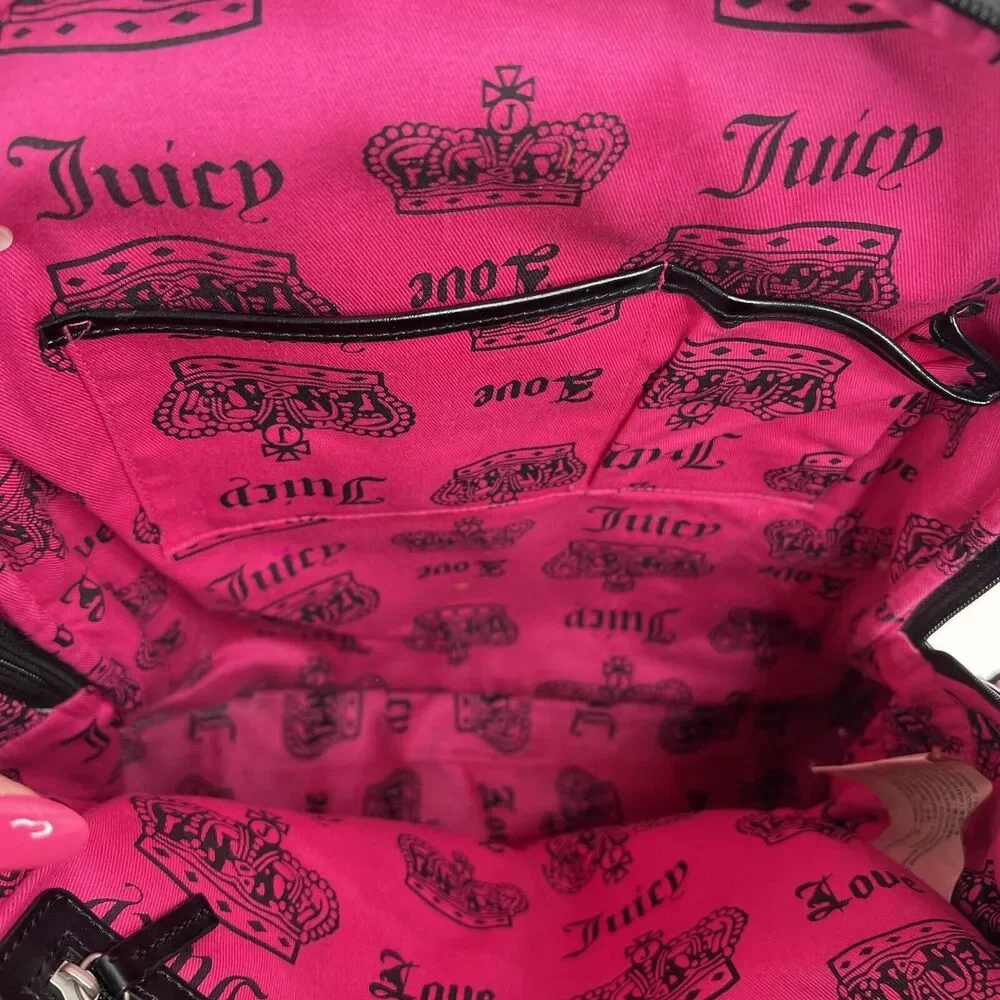 Y2K‎ Vintage JUICY COUTURE Black Velour Backpack Bookbag Weekend Bag Travel